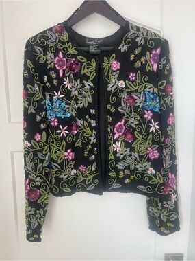 Laurence Kazar Embellished Floral Jacket
